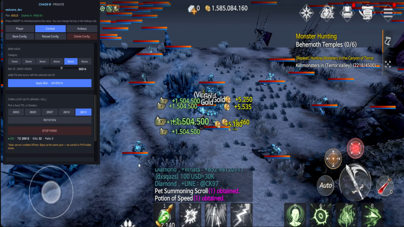 CHAOS W - ATK SPEED/MOV SPEED/AUTO FARM/FOV/AUTO TELEPORT - TRIAL